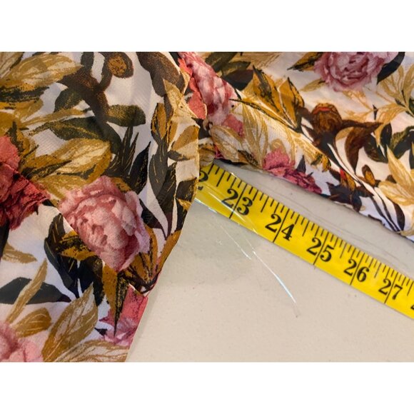Floral Chiffon Dress or Long Blouse Crisscross Neckline & 3/4 Sleeves Size 0X XL - Picture 7 of 9